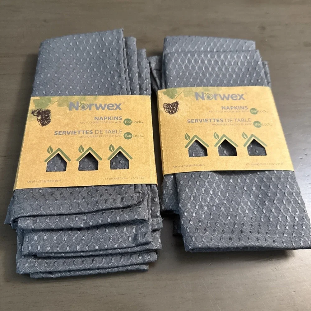 Norwex Counter Cloth Napkins 2 Set of 4 New In Package Gray 8 Total